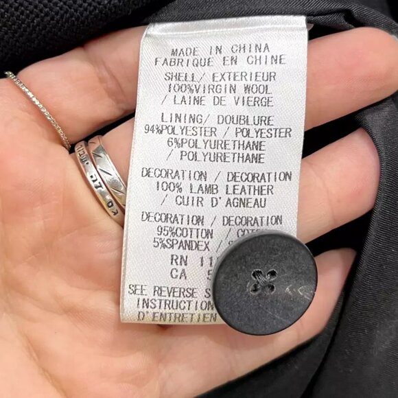 $1275 Helmut Lang Black Wool Leather Panel Blazer Jacket size 8 - Picture 10 of 13